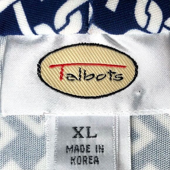 Talbots Wrap Style Geometric Print Top in Navy/White Women’s XL - Picture 6 of 8